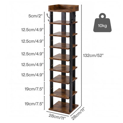 Levede Shoe Rack Storage Organiser 9 Tier Industrial Shoe Shelf Adjustable Brown