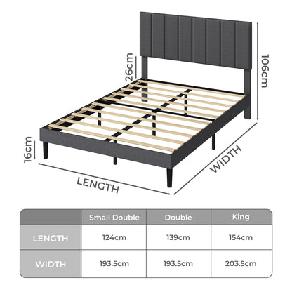 Levede Bed Frame Small Double King  Linen Fabric Upholstered Soft Foam Headboard