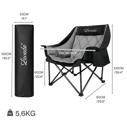 Levede Oversized Folding Camping Chair Padded with Cooler Bag Cup Holder 200KG