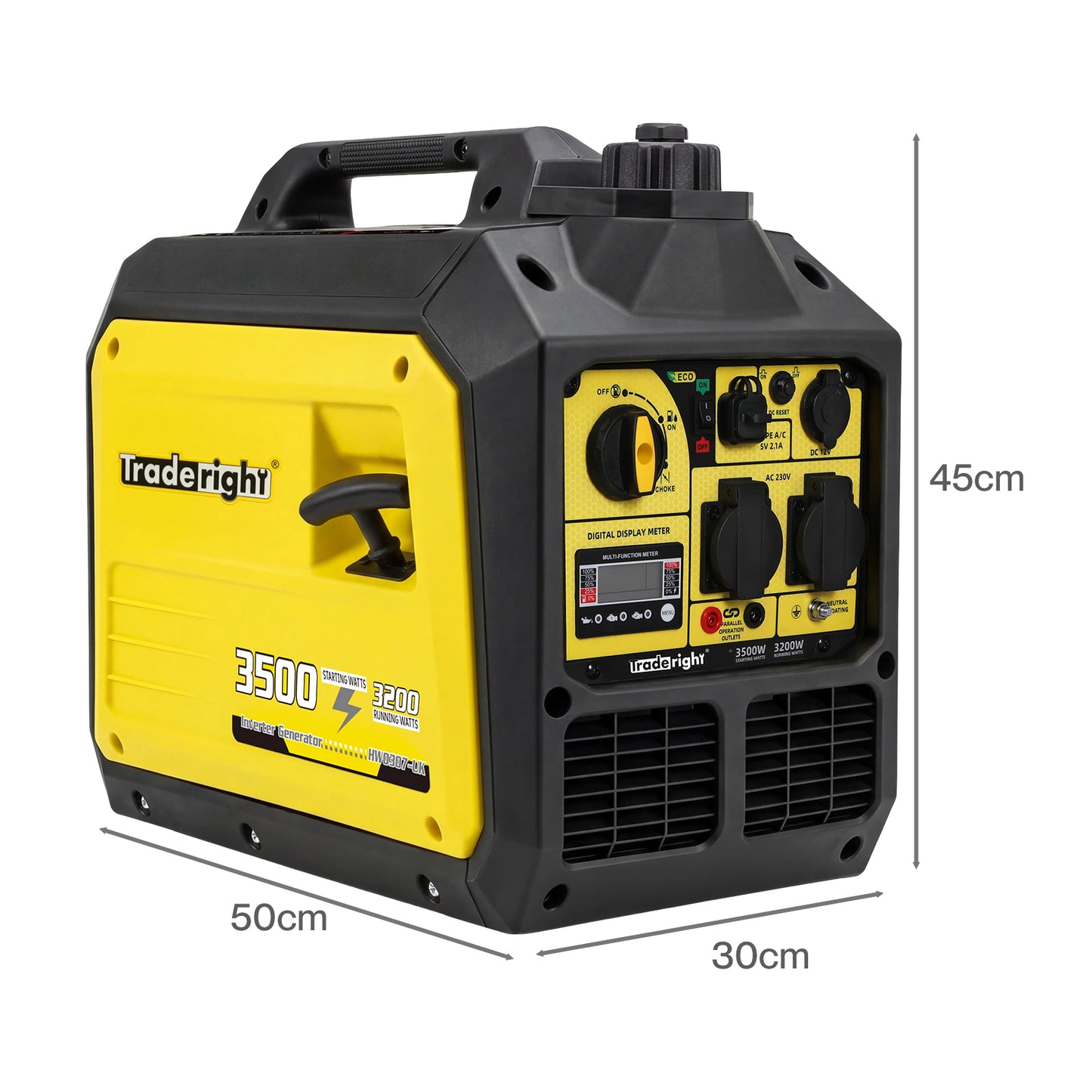 Traderight Inverter Generator 3500W Portable Petrol Quiet Backup Power Pure Sine