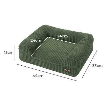 Skylos Orthopedic Small Dog Bed Washable Puppy Sofa Bed Soft Corduroy Pet Bed