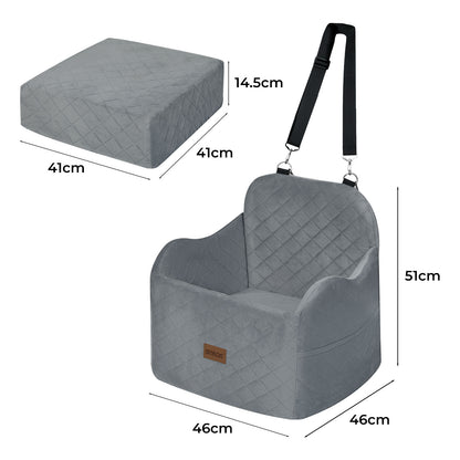 Skylos Dog Booster Car Seat for Small to Medium Pets up to 35 lbs Portable Grey