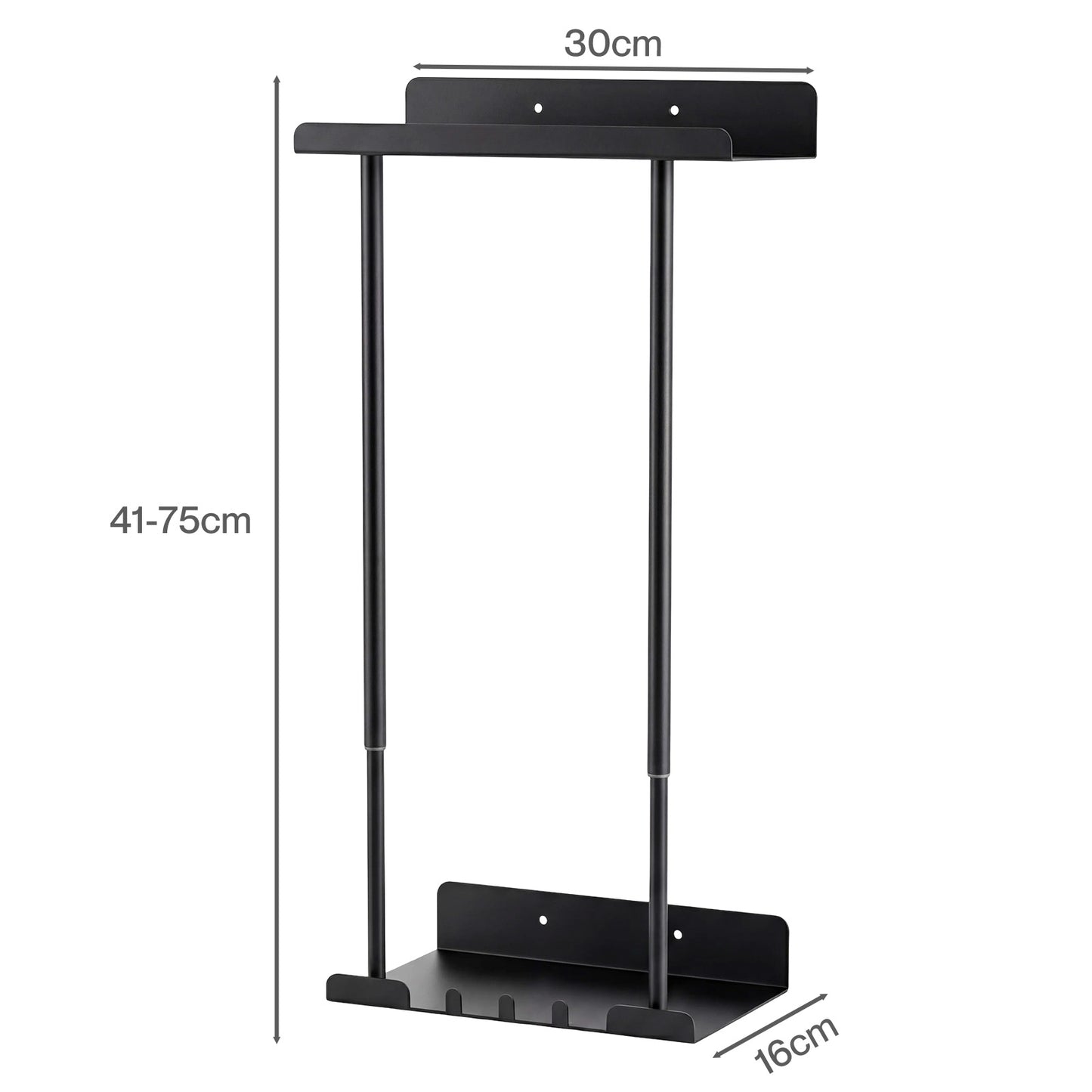 Levede Towel Rack Adjustable No Drilling Towel Holder Storage Wall Mounted Black