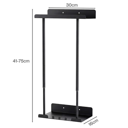 Levede Towel Rack Adjustable No Drilling Towel Holder Storage Wall Mounted Black