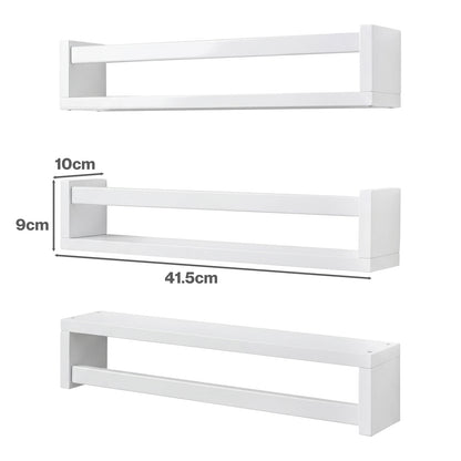 Levede Nursery Book Shelves Kids Wall Floating Shelf White Solid Wood 3 Pack