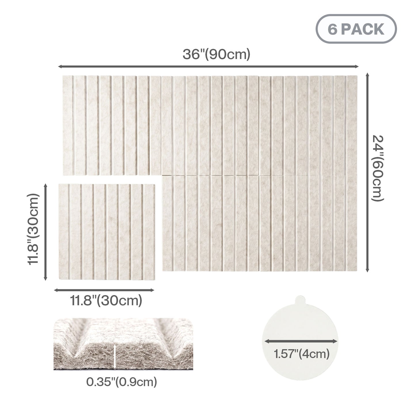 Levede Felt Notice Board 6 Pack Wall Tiles Pin Board Self Adhesive Beige 30x30cm