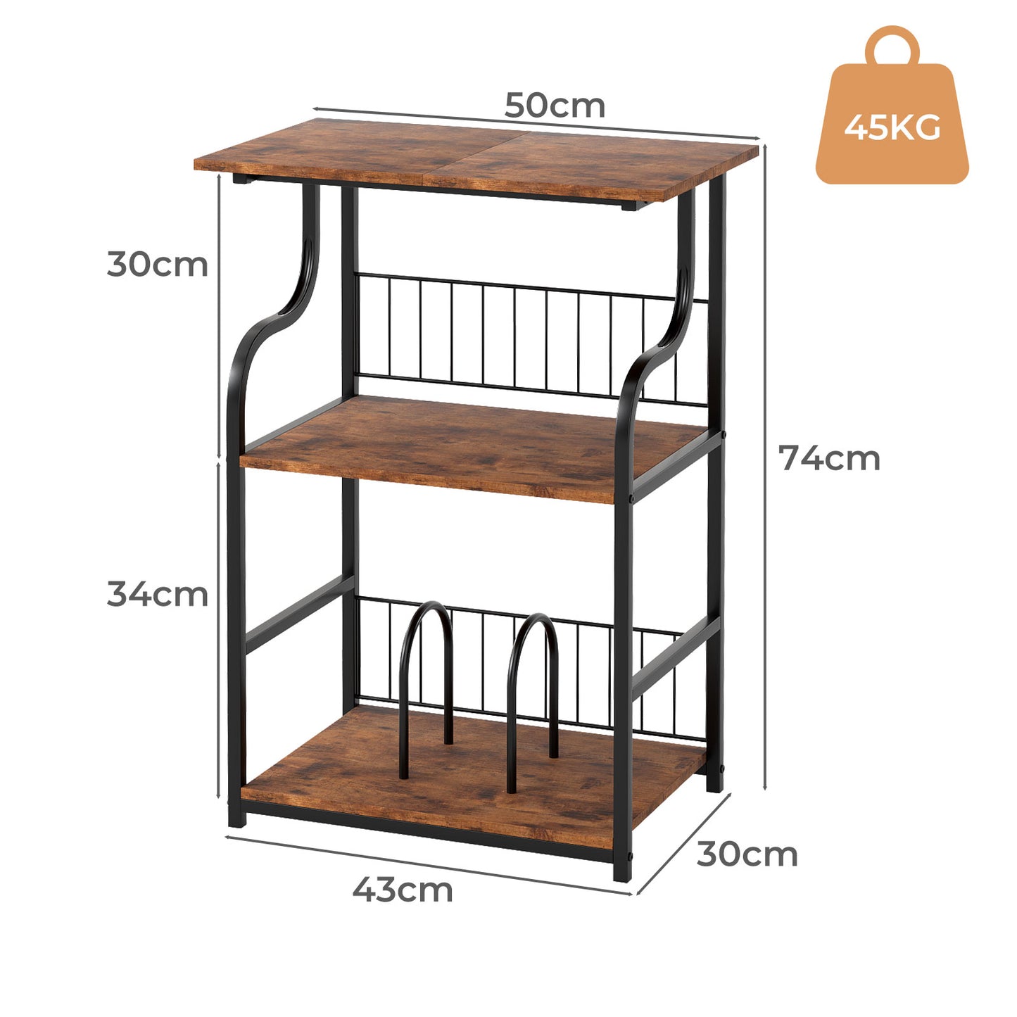 Levede 3 Tier Record Player Stand Turntable Vinyl End Side Table 2 Storage Shelf