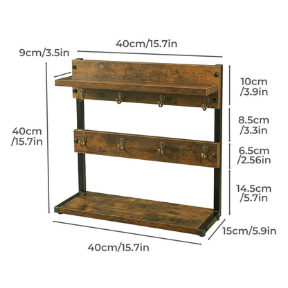 Levede Mug Holder Stand Coffee Cup Rack Storage Organiser 8 Hooks Rustic Brown