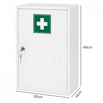 Levede Medicine Cabinet Lockable Wall Mounted Storage Box Metal Home White