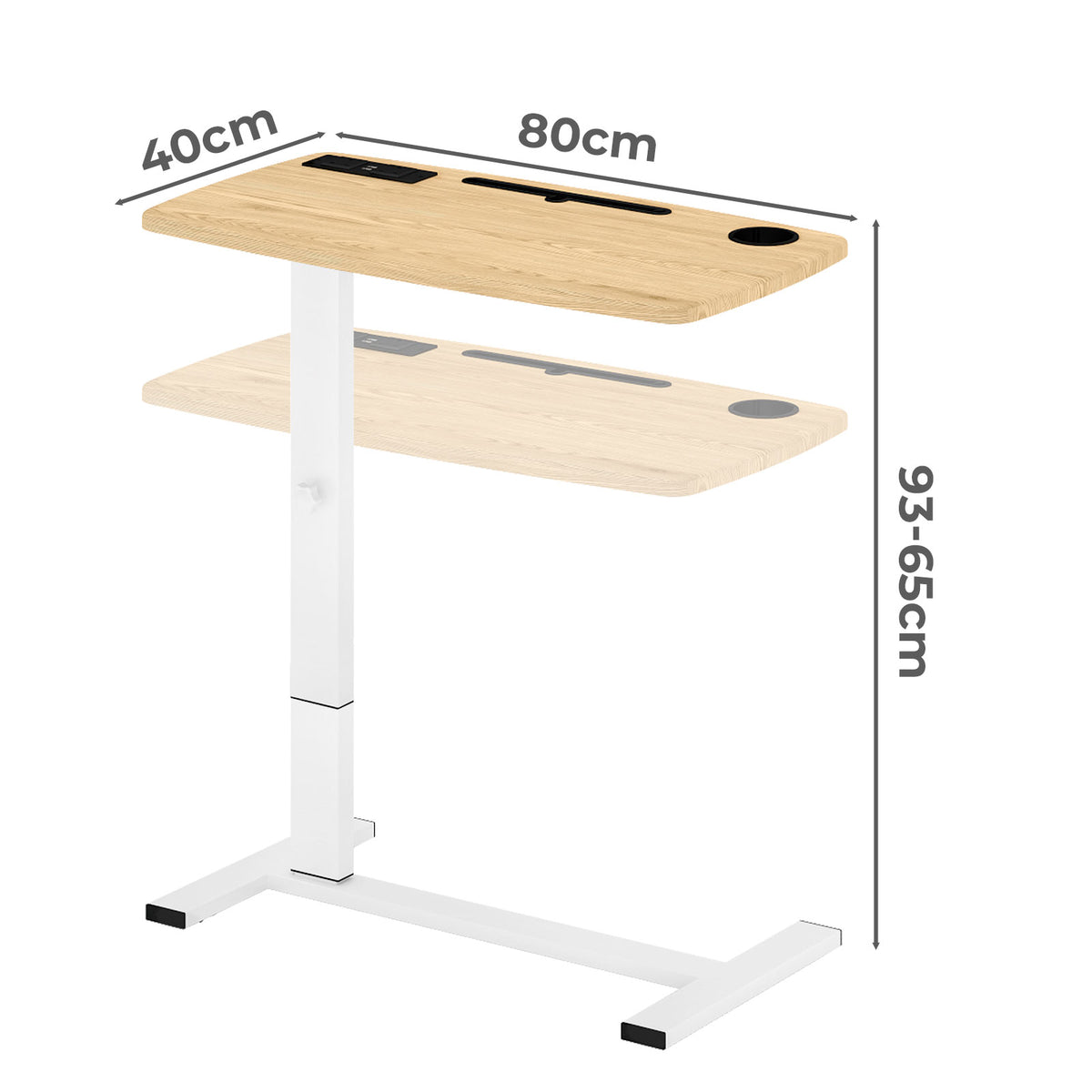 Standing Desk Height Adjustable Stand Over Bed Laptop Table Shelf Electric USB