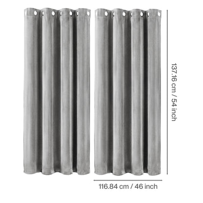 Marlow Thick Thermal Blackout Curtains Velvet 46x54 Inch Eyelet Ring Top Grey