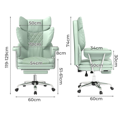 Levede Office Desk Chair Big and Tall for Heavy People with Footrest PU Green