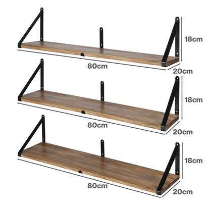 Levede Floating Shelves Wall Mounted Storage Home Set of 3 Natural Color