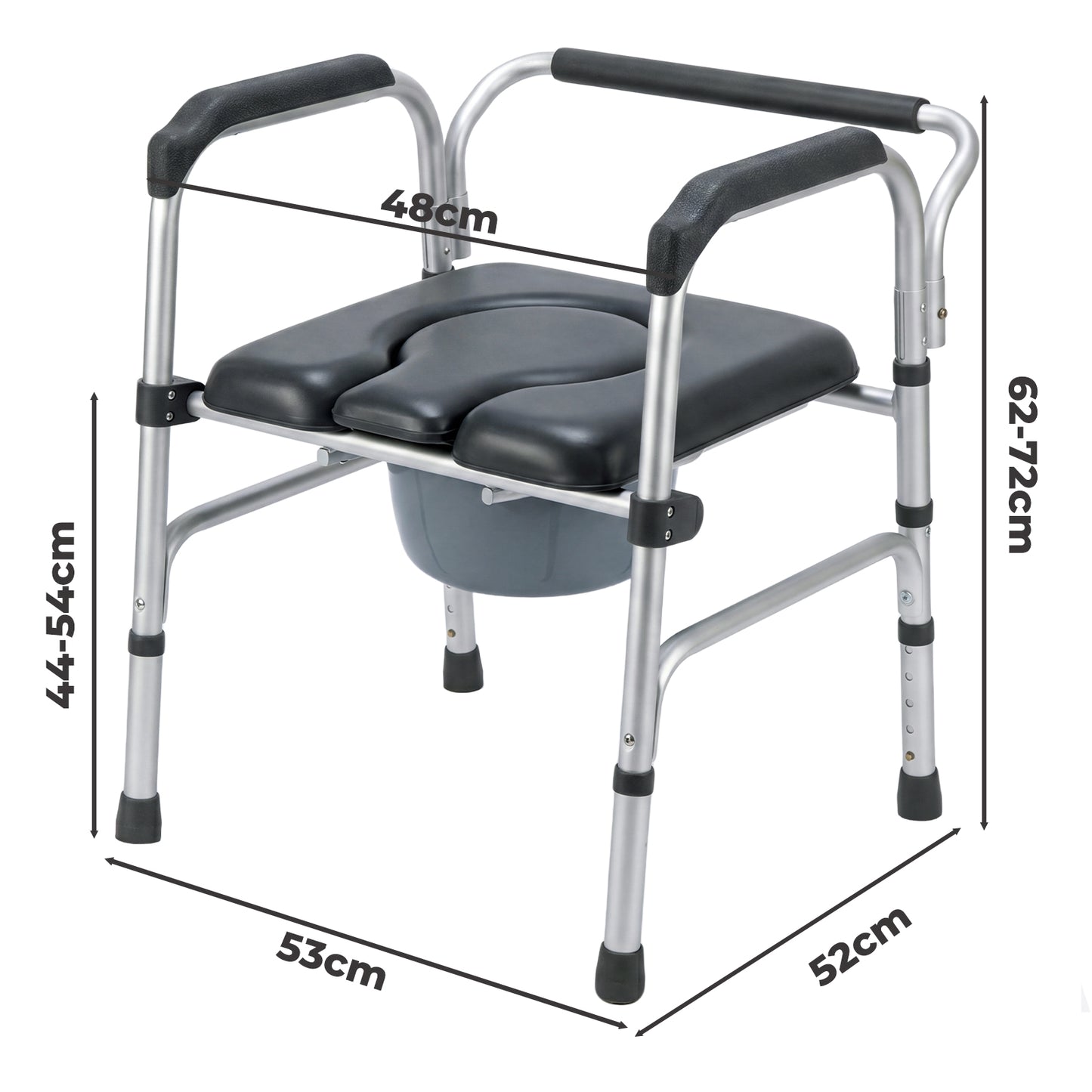 Levede 3 in 1 Commode Chair Folding Shower Chair Toilet Seat Riser Adjustable