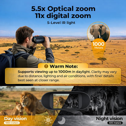 Spector Night Vision Goggles 4K Binoculars 11x Zoom 5200MAH Battery 64GB Card