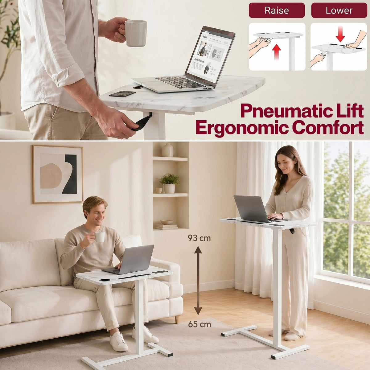 Levede Mobile Standing Desk Height Adjustable Sit Stand Over Bed Laptop Table