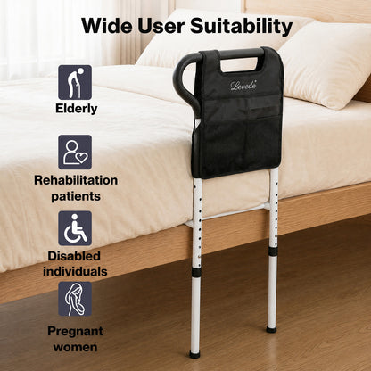 Levede Bed Rail Frame Adjustable Bedside Support Bar Bedroom Handle Storage Bag
