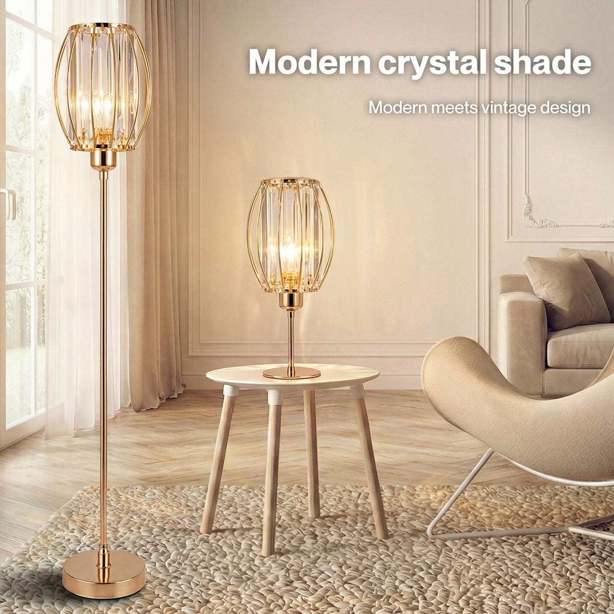 Emitto Crystal Ceiling Light Shade Pendant Lamp Shade Table Floor Lamps Gold