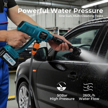 Traderight Cordless Portable Pressure Washer 50Bar 260L/H Spray Gun Car Cleaner