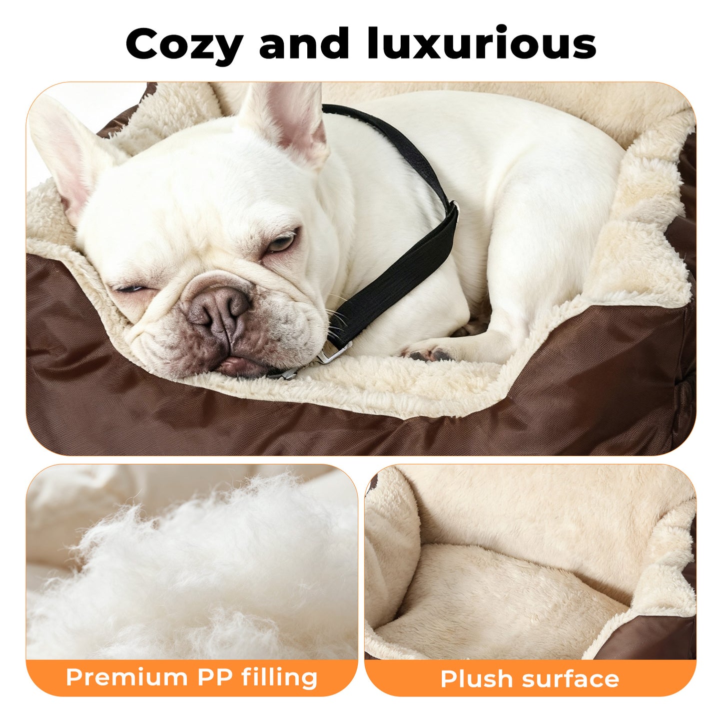 Skylos Dog Car Seat for Small Dogs & Cats Cosy Pet Travel Bed with Safety Leash
