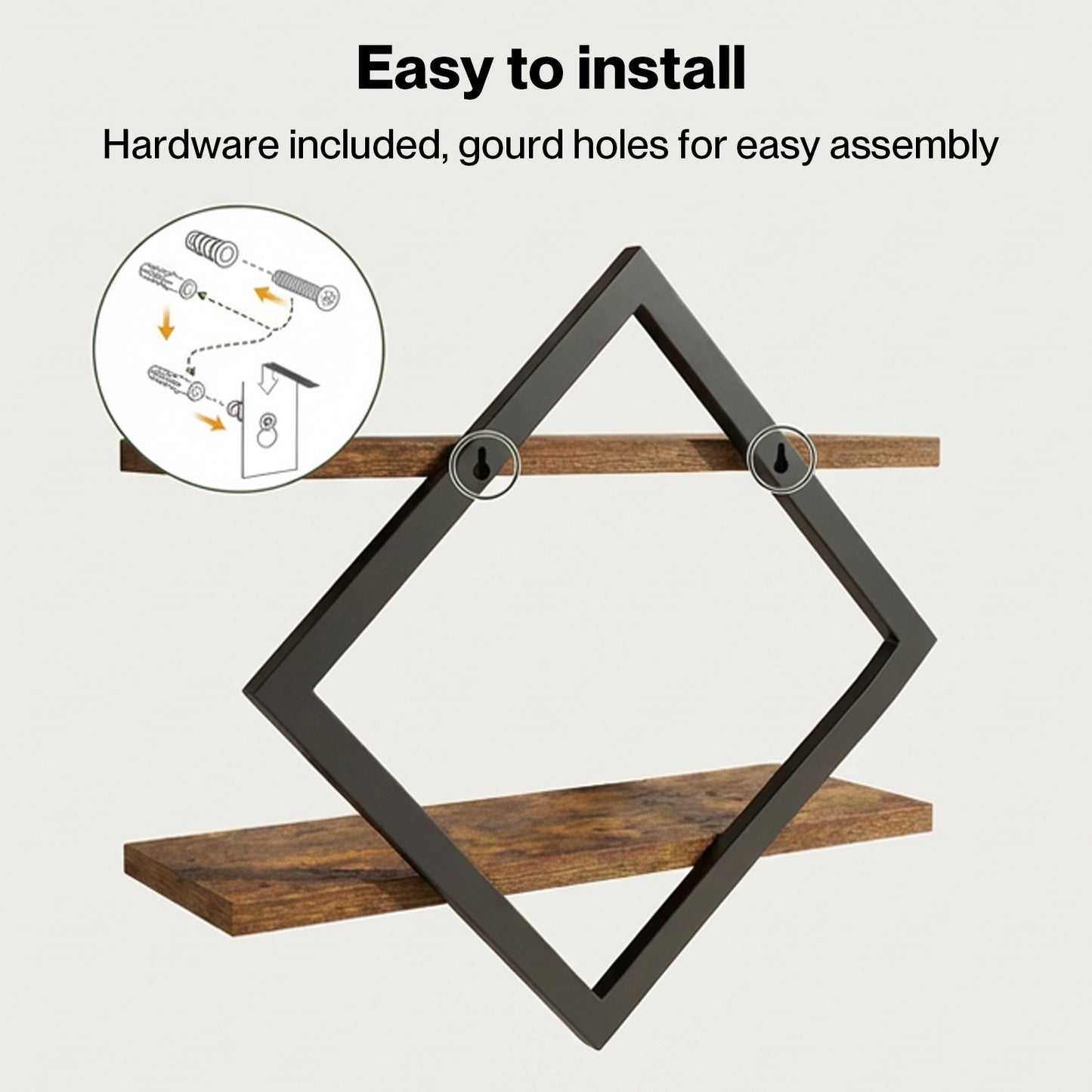 Levede Rustic Floating Shelves Set of 2 Diamond Industrial Display Storage Shelf