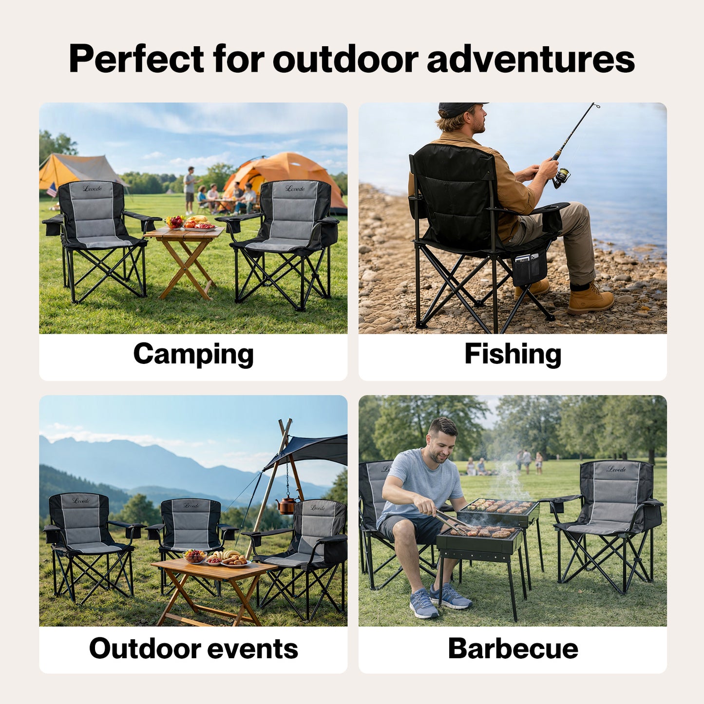 Levede Oversized Folding Camping Chair Portable Outdoor Garden Beach Chair 200KG
