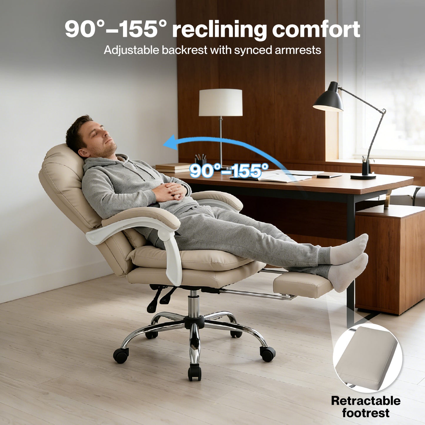 Levede Office Chair Ergonomic Executive Chair Heavy Duty  155°Reclining Leather