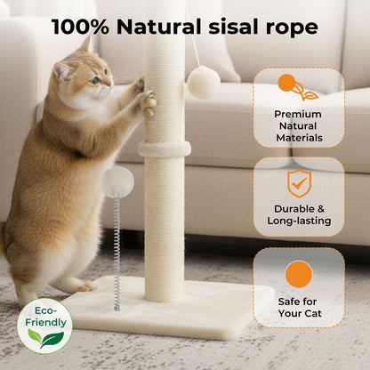 Skylos Cat Scratching Post 54cm Strong Natural Sisal Heavy Duty Scratcher Ball
