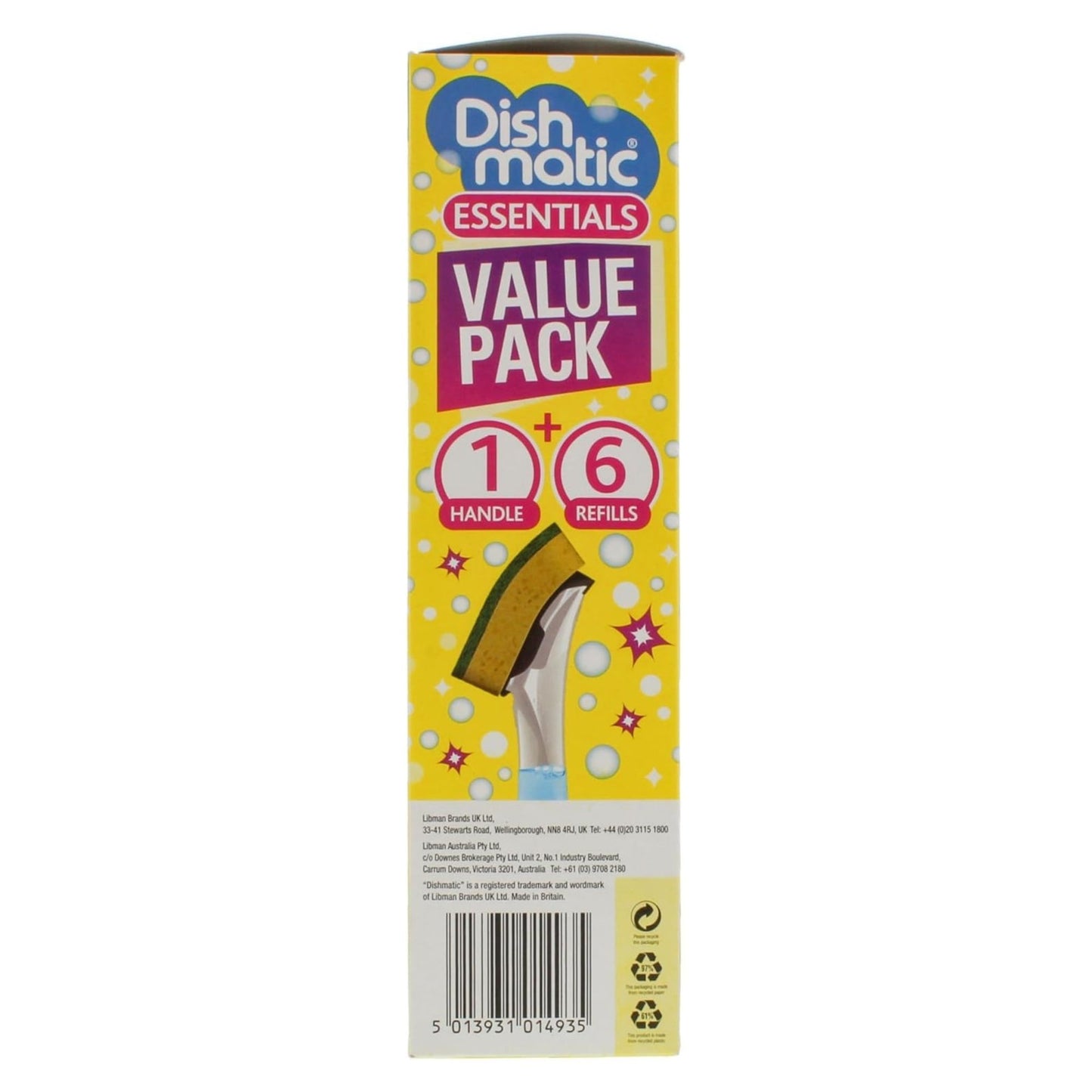 Dishmatic Sponge Essentials Bonus Pack -1 Handle & 6 Refills x2