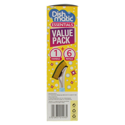 Dishmatic Sponge Essentials Bonus Pack -1 Handle & 6 Refills x2