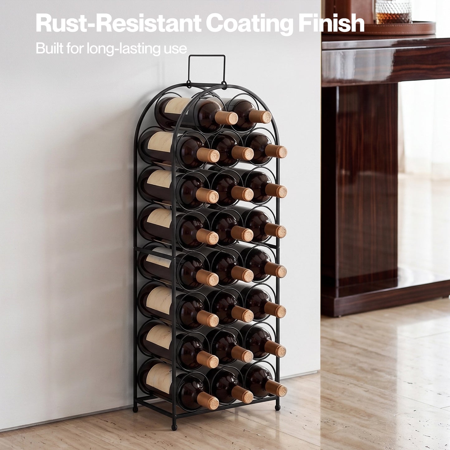 Levede Wine Rack 23 Bottles Freestanding Storage Organiser Stand Home Black