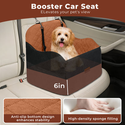 Skylos Dog Booster Car Seat for Small to Medium Pets up to 35 lbs Portable Brown