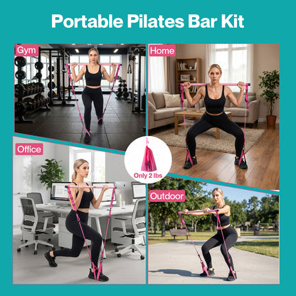 Centra Resistance Bands Pilates Kit Equipment 70LB Adjustable for Home Pink