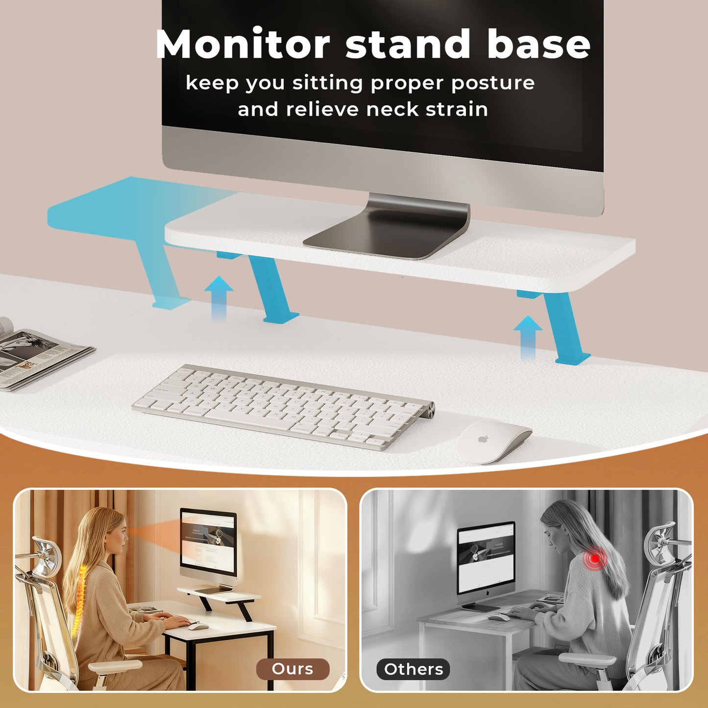 Levede Office Desk Ergonomic Computer Table with Storage Shelves Monitor Stand