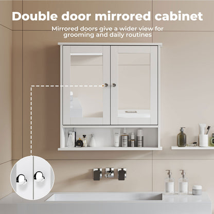 Levede Bathroom Mirror Cabinet Wall Mounted Storage Cupboard with Open Shelf