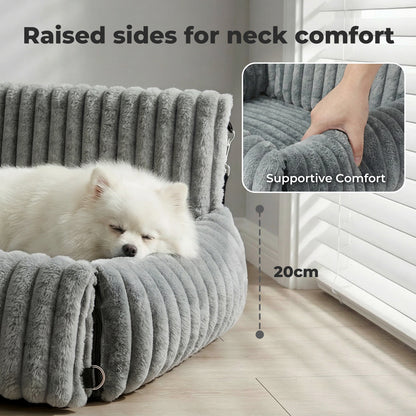 Skylos Dog Car Seat Booster Bed Carrier Memory Foam Travel Pet Seat Dark Grey