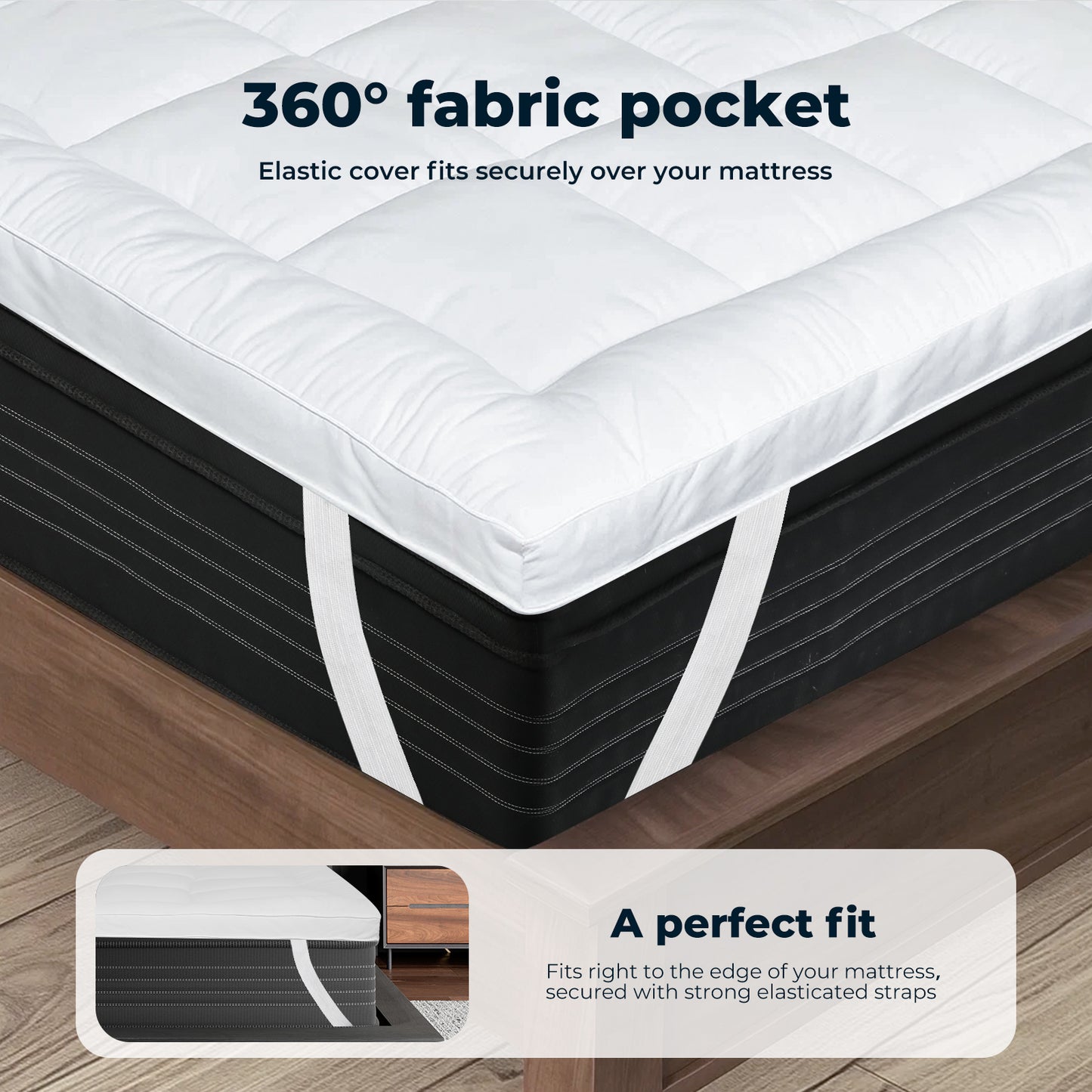 Lavio Thick King Mattress Topper 10cm Microfibre Washable with Elastic Strap