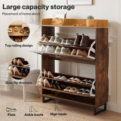 Levede Slim Shoe Cabinet Hallway Flip Shoe Storage Unit with Adjustable Shelves