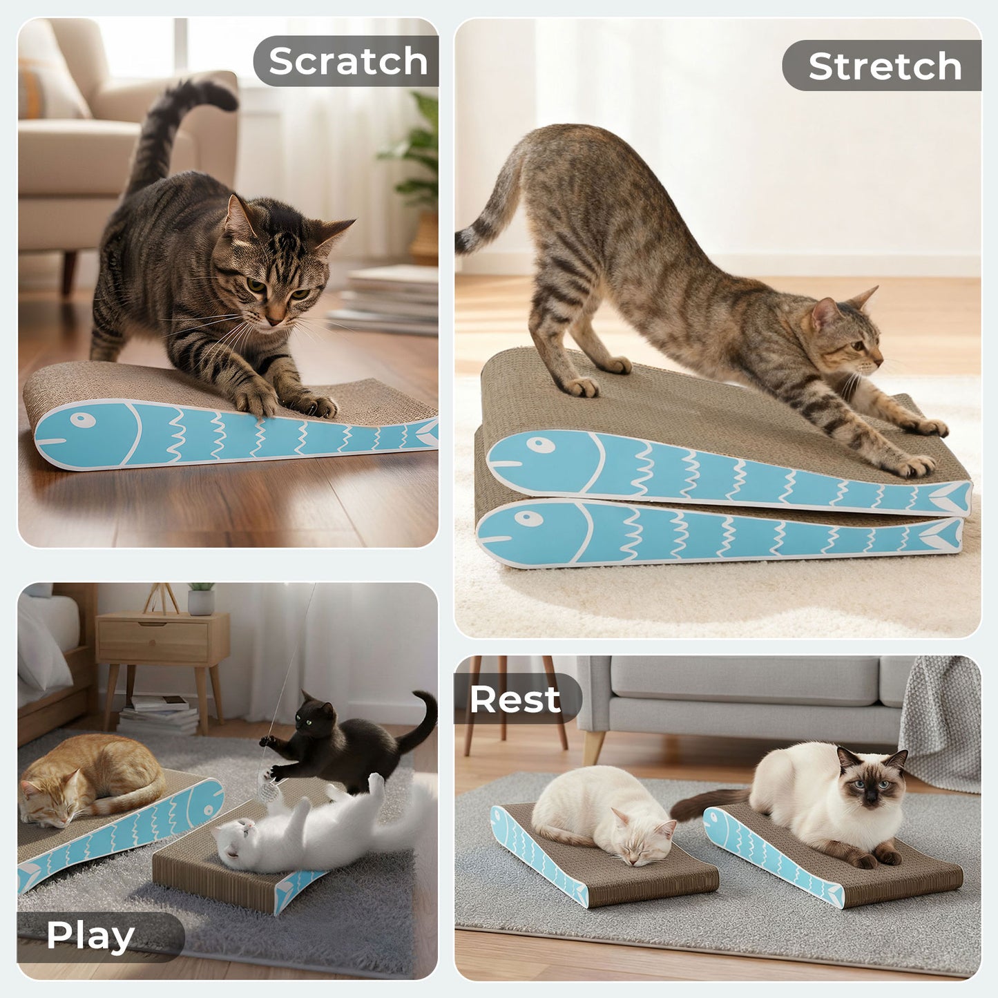 Skylos 2PCS Cat Scratching Board Cardboard Cat Scratcher Scratching Pad Lounge