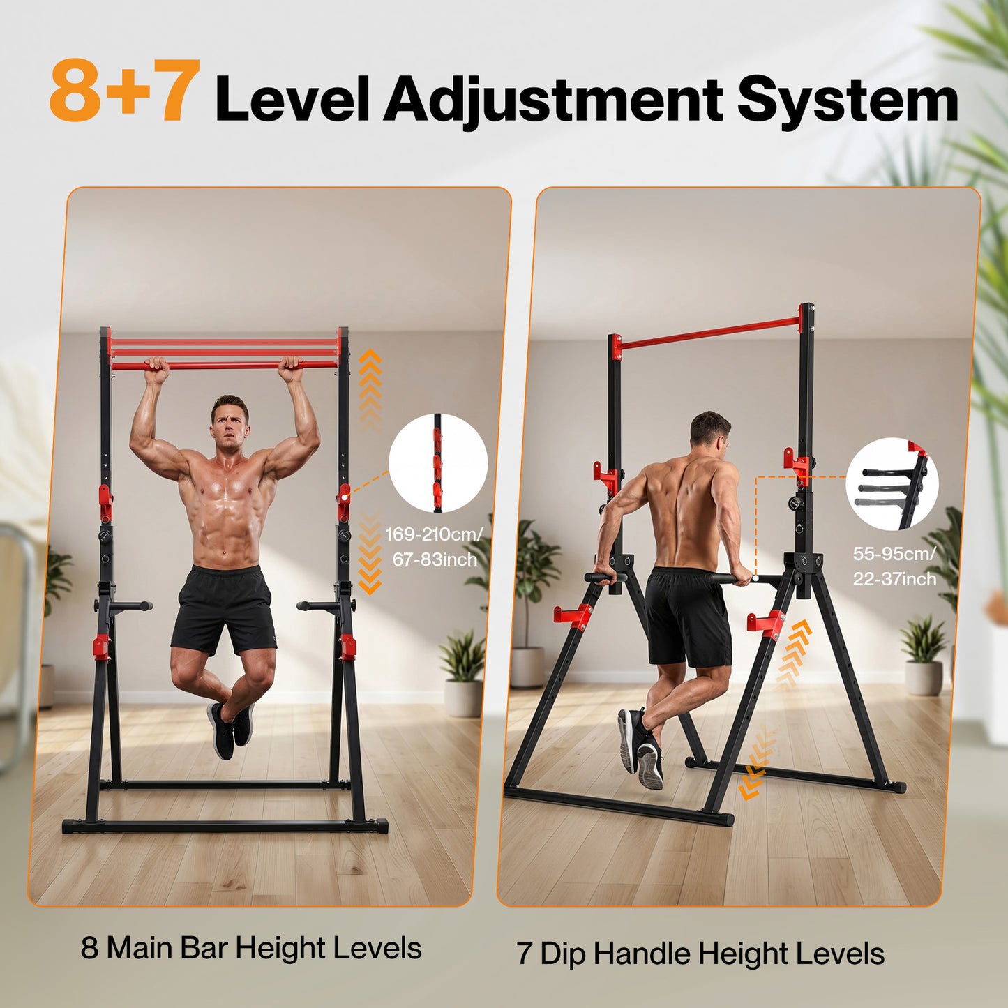 Centra Pull Up Bar  Pull Up Station  Dip Bars Free Standing  220KG  Black Red