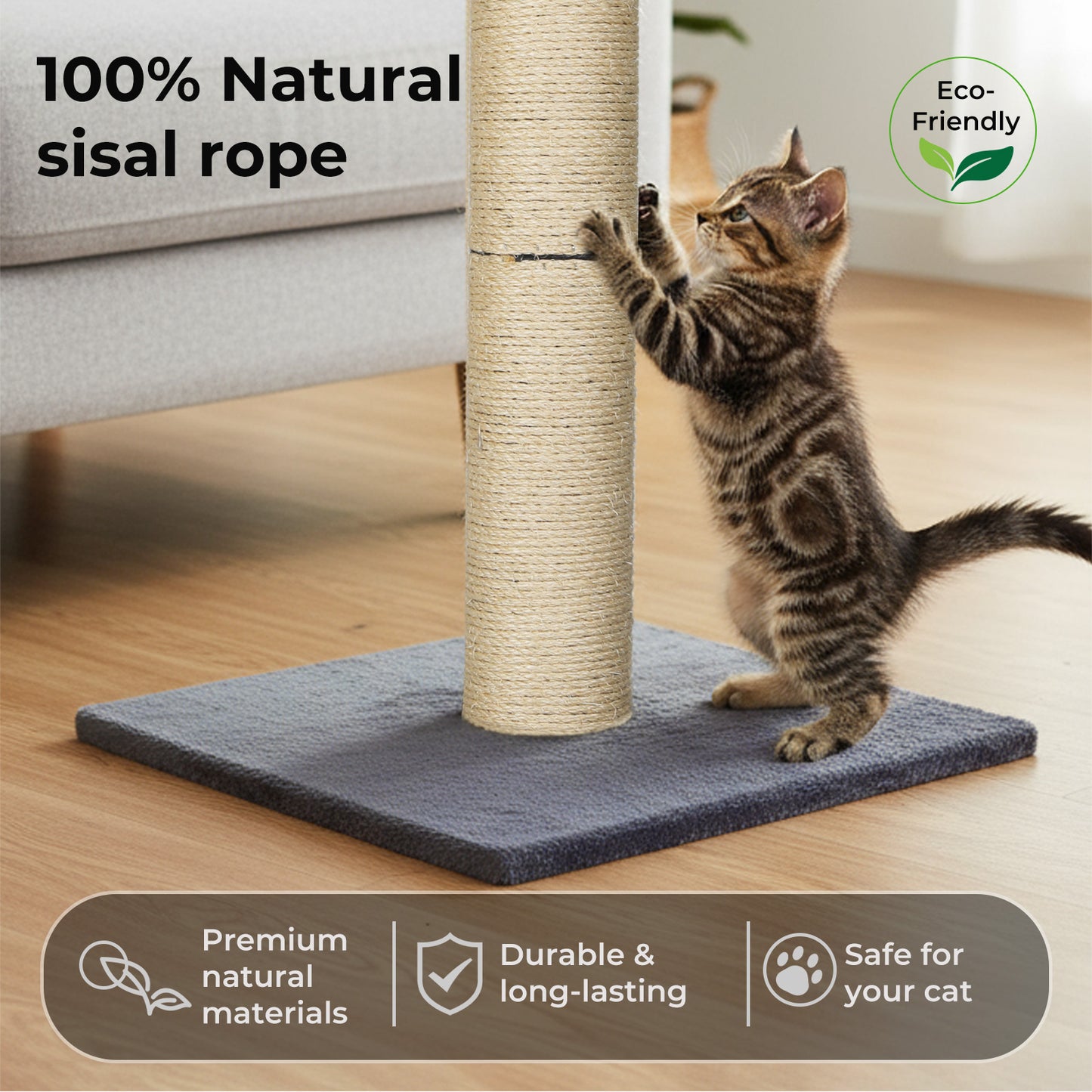Skylos Tall Cat Scratching Post Natural Sisal Pole Hevay Duty Base Scratcher Toy