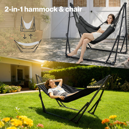 Mountview Foldable Hammock Chair Bed Hanging with Stand Outdoor Camping 200KG