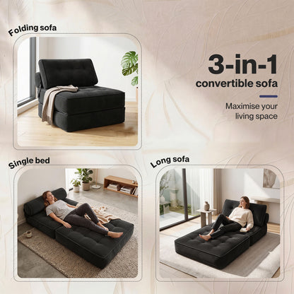 Levede Sofa Bed Convertible Foldable Floor Mattress with Head Lumbar Pillow