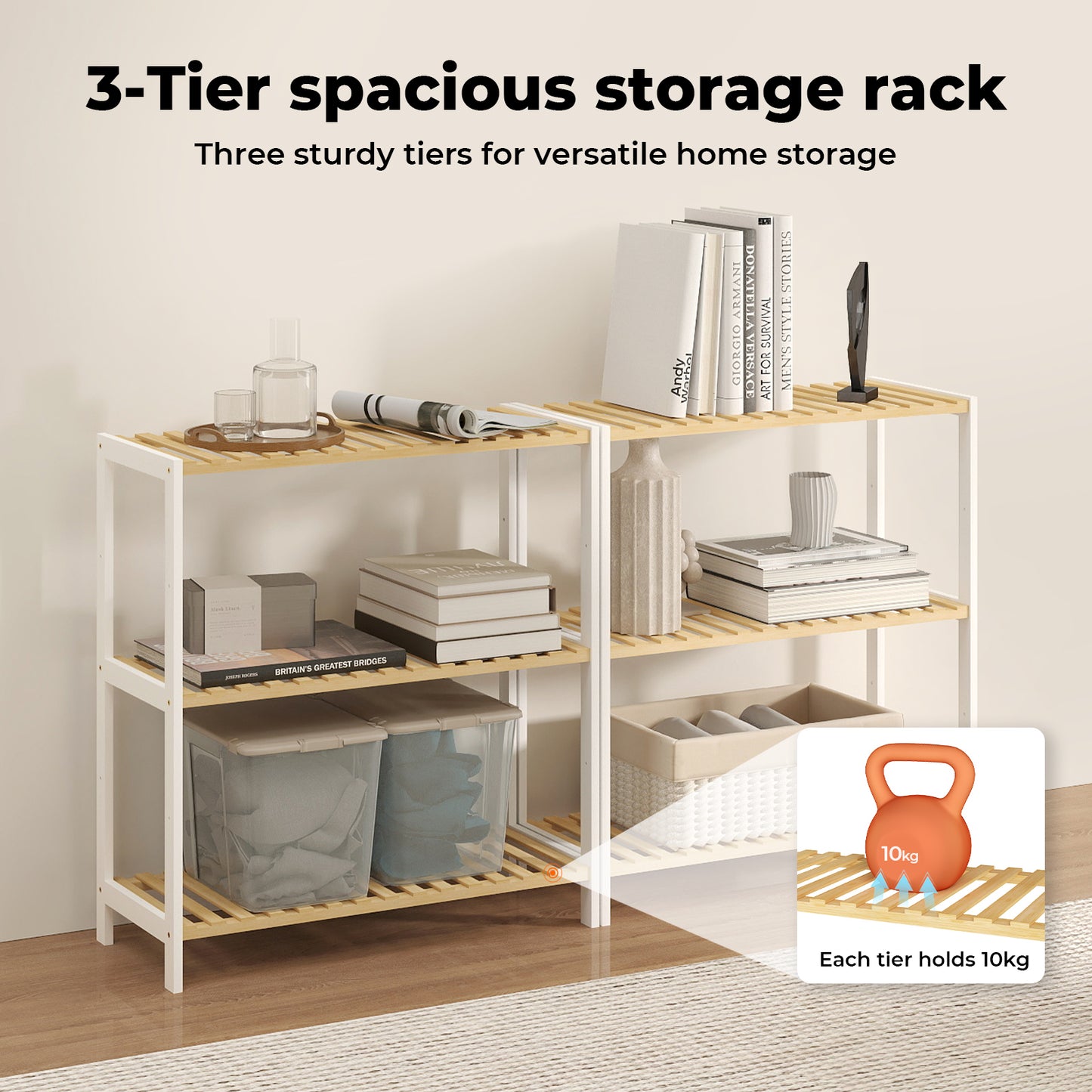 Levede 3-Tier Bamboo Shoe Rack Stand Adjustable Wooden Storage Shelf Organiser
