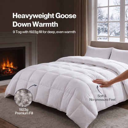 Lavio Duvet Goose Down Quilt 9TOG 100% Cotton Breathable Washable King White