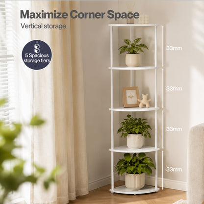 Levede Corner Bookcase Adjustable Corner Bookshelf Unit for Living Room White