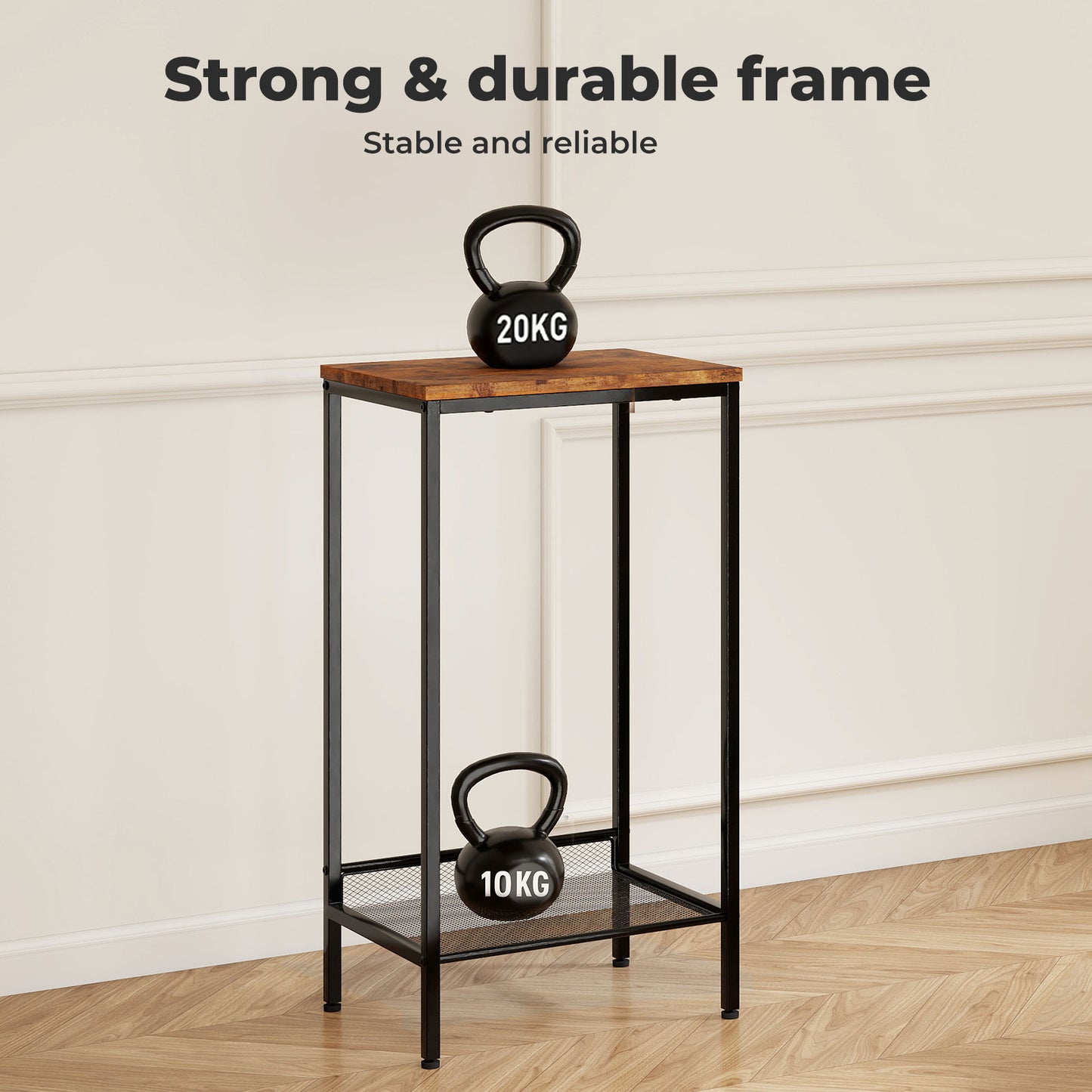 Levede Industrial Side Table Wood 2-Tier Storage Shelf End Table for Living Room