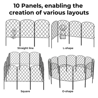 Levede 10 Pack Animal Barrier Metal Decorative Garden Fence Pet Border Outdoor