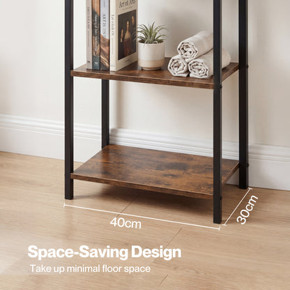 Levede Book Shelf 6-Tier Narrow Shelves Space-Saving Steel Bedroom Walnut Brown
