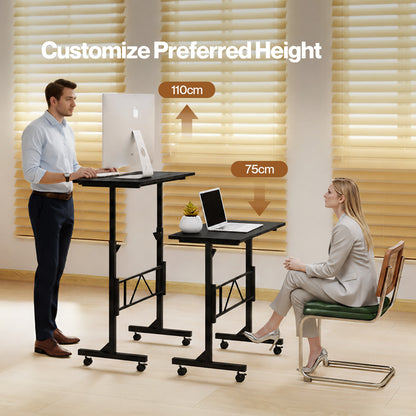 Levede Standing Desk Small Adjustable Height Folding Office 50kg Load Black